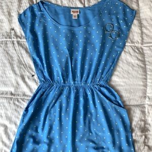 Pin up blue polka dotted sun dress